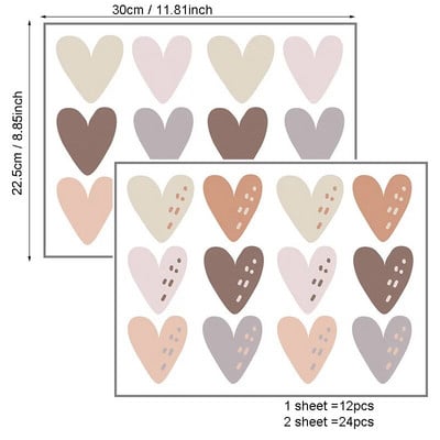 Zidna naljepnica u obliku srca od 24 komada za dječju sobu Dječji dječak Dječja djevojčica Dekoracija sobe Zidne naljepnice Dnevni boravak Spavaća soba Dekorativne naljepnice