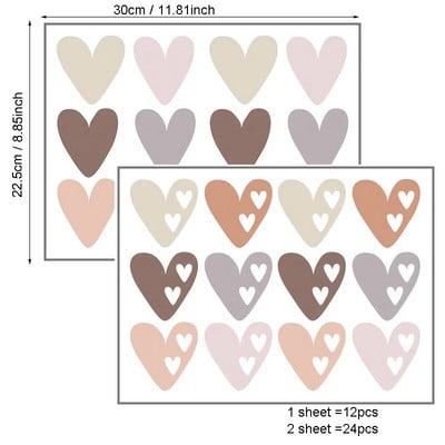 Zidna naljepnica u obliku srca od 24 komada za dječju sobu Dječji dječak Dječja djevojčica Dekoracija sobe Zidne naljepnice Dnevni boravak Spavaća soba Dekorativne naljepnice