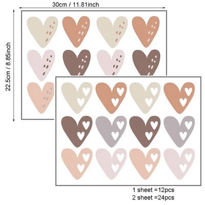 Zidna naljepnica u obliku srca od 24 komada za dječju sobu Dječji dječak Dječja djevojčica Dekoracija sobe Zidne naljepnice Dnevni boravak Spavaća soba Dekorativne naljepnice