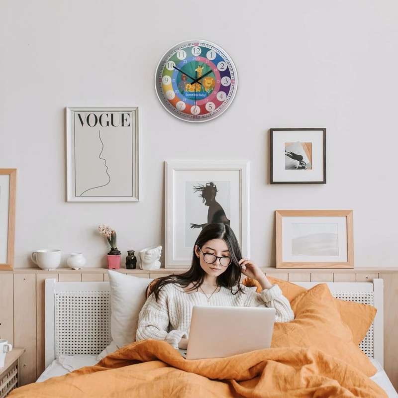 Kisgyermekkori nevelés Gyermekek tanulnak Falióra Rajzfilm falióra Gyerekszoba dekoráció Ajándék tantermi falióra