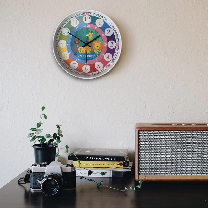 Kisgyermekkori nevelés Gyermekek tanulnak Falióra Rajzfilm falióra Gyerekszoba dekoráció Ajándék tantermi falióra