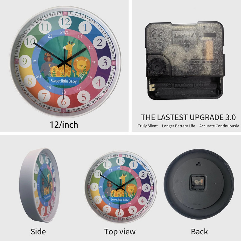 Kisgyermekkori nevelés Gyermekek tanulnak Falióra Rajzfilm falióra Gyerekszoba dekoráció Ajándék tantermi falióra