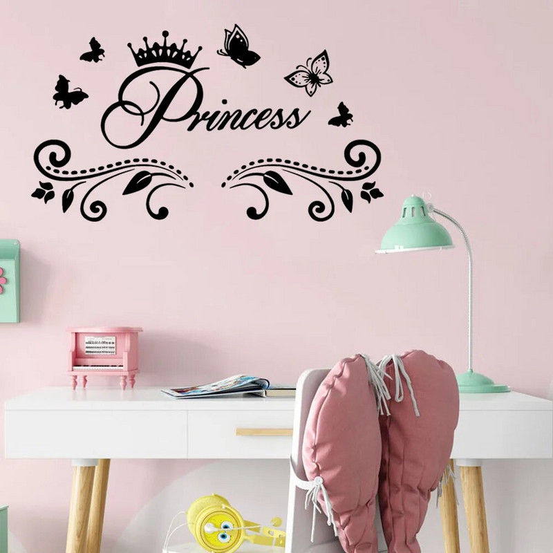 Vinil autocolant de perete prințesă Star Cloud Art Decals pentru camere de copii Decor Fluture Vinil Autocolante Babys Art Decor Tapet