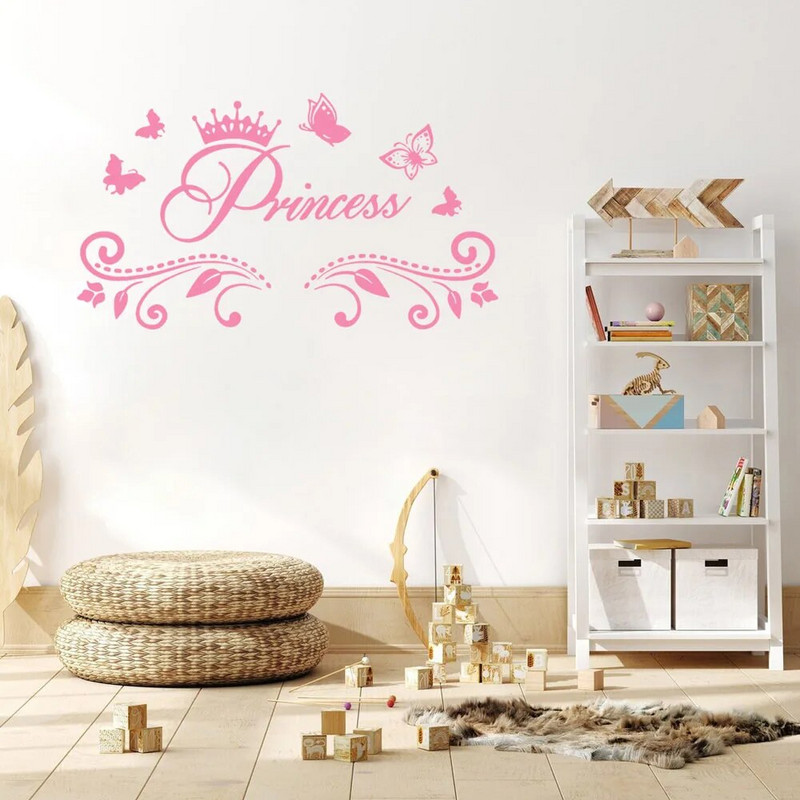 Vinil autocolant de perete prințesă Star Cloud Art Decals pentru camere de copii Decor Fluture Vinil Autocolante Babys Art Decor Tapet