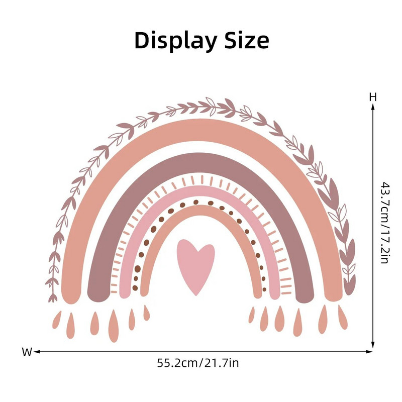 Zidna naljepnica u obliku duge u obliku srca za dječju sobu, spavaću sobu, dnevni boravak, zidne naljepnice za uređenje doma