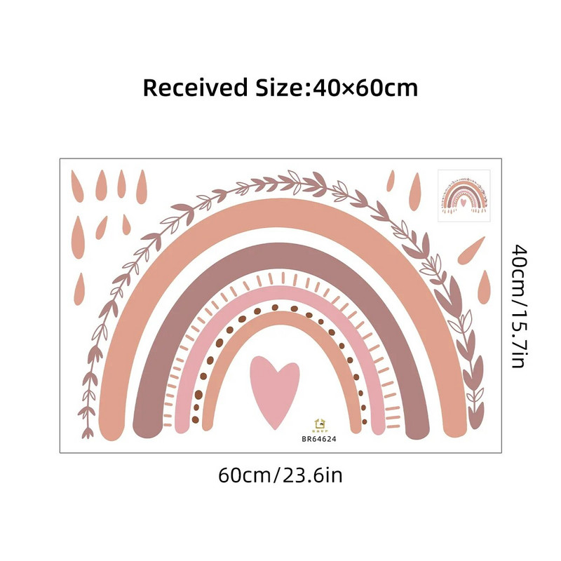 Zidna naljepnica u obliku duge u obliku srca za dječju sobu, spavaću sobu, dnevni boravak, zidne naljepnice za uređenje doma