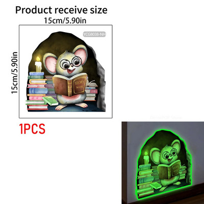 20*20cm-es egér olvasó falmatricák Vicces egérlyuk tapéta gyerekszobába hálószoba saroklépcsők PVC levehető matricák 1/3/5db