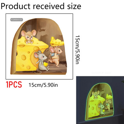 20*20cm-es egér olvasó falmatricák Vicces egérlyuk tapéta gyerekszobába hálószoba saroklépcsők PVC levehető matricák 1/3/5db