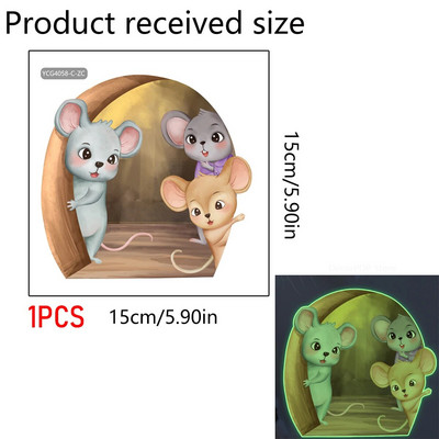 20*20cm-es egér olvasó falmatricák Vicces egérlyuk tapéta gyerekszobába hálószoba saroklépcsők PVC levehető matricák 1/3/5db