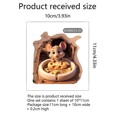 20*20cm-es egér olvasó falmatricák Vicces egérlyuk tapéta gyerekszobába hálószoba saroklépcsők PVC levehető matricák 1/3/5db