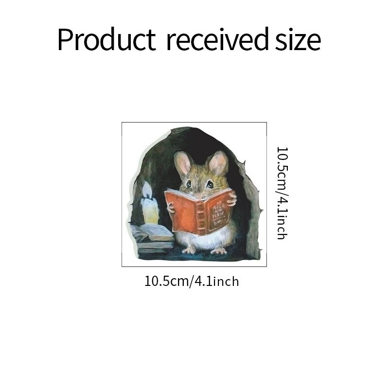 20*20cm-es egér olvasó falmatricák Vicces egérlyuk tapéta gyerekszobába hálószoba saroklépcsők PVC levehető matricák 1/3/5db
