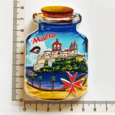Malta Keliaujantys suvenyrai Šaldytuvo magnetai Creative Drift Bottle Šaldytuvo lipdukai Namų dekoras Pranešimų lenta Magnetiniai lipdukai Dovanos
