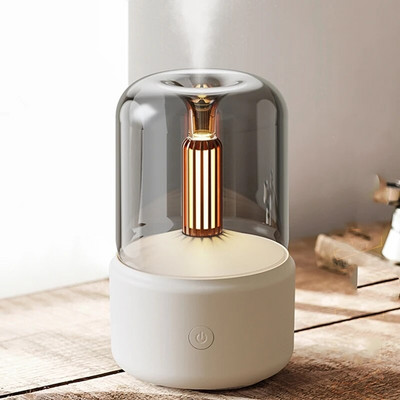 Candlelight Aroma Diffuser Φορητός Mini USB Air Humidifier Mist Sprayer LED Night Light Essential Oils Diffuser 120ML