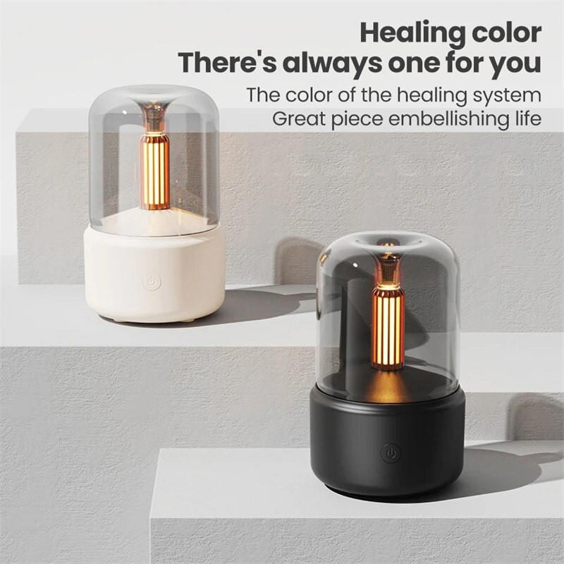 Küünlavalguse aroomihajuti kaasaskantav mini USB õhuniisutaja udupihusti LED öövalgus eeterlike õlide difuusor 120ml