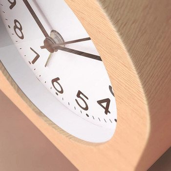 Будилник без тиктакане Ретро дървен будилник с циферблат Алармена светлина Тих настолен часовник с функция за отлагане