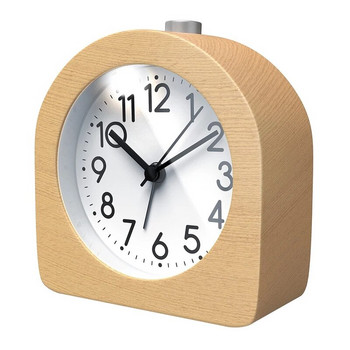 Будилник без тиктакане Ретро дървен будилник с циферблат Алармена светлина Тих настолен часовник с функция за отлагане
