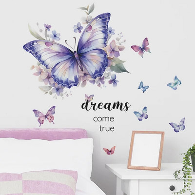 Pillangós falmatricák Hálószoba-nappali dekoráció Öntapadó falmatricák Lányszobák Esztétikus PVC-falmatricák