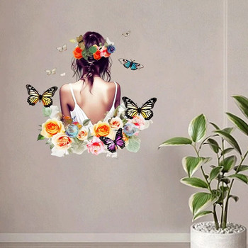 Πεταλούδα Κλαδιά λουλούδι Κοριτσίστικο αυτοκόλλητο πίσω τοίχου Διακόσμηση σαλονιού Υπνοδωμάτιο Αυτοκόλλητο βάψιμο
