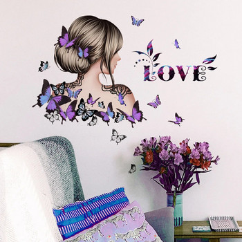 Personalized Creativity Butterfly English Σύνθημα κορίτσι Floral αυτοκόλλητα τοίχου Αφαιρούμενα PVC διακόσμηση σπιτιού Σαλόνι Υπνοδωμάτιο