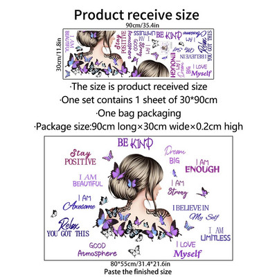 Individualizuotas kūrybiškumas Drugelis angliškas šūkis Girl Gėlėti sienų lipdukai Nuimami PVC namų dekoras Svetainė miegamasis