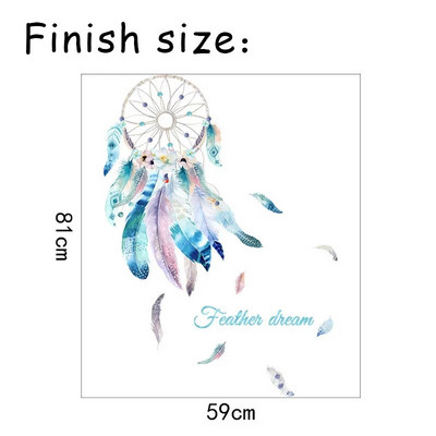 81x59cm Dreamcatcher uklonjive zidne naljepnice Crtani vinilni zidni ukrasi Naljepnice Pozadine za uređenje sobe za djevojčice Dječja spavaća soba