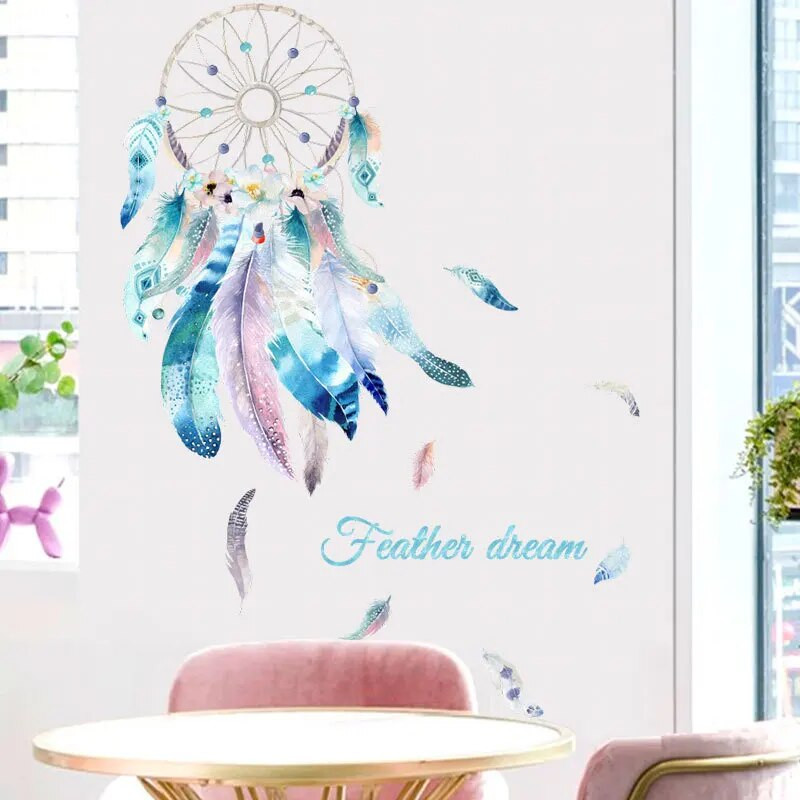 81x59cm Dreamcatcher uklonjive zidne naljepnice Crtani vinilni zidni ukrasi Naljepnice Pozadine za uređenje sobe za djevojčice Dječja spavaća soba
