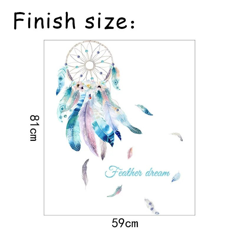81x59cm Dreamcatcher uklonjive zidne naljepnice Crtani vinilni zidni ukrasi Naljepnice Pozadine za uređenje sobe za djevojčice Dječja spavaća soba