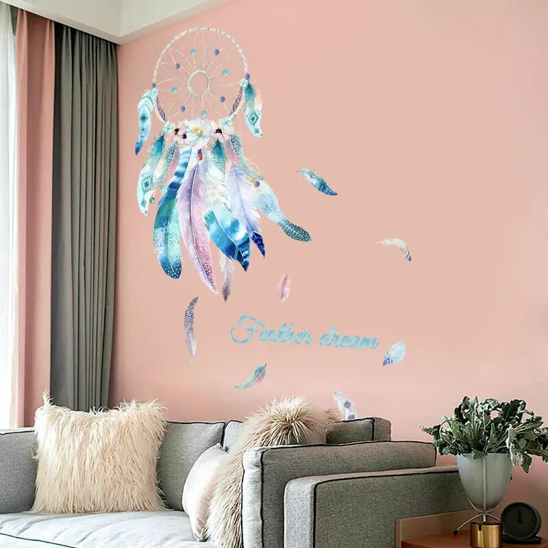 81x59cm Dreamcatcher uklonjive zidne naljepnice Crtani vinilni zidni ukrasi Naljepnice Pozadine za uređenje sobe za djevojčice Dječja spavaća soba