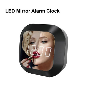 Επιτραπέζιο ξυπνητήρι καθρέφτης LED ψηφιακό USB Ηλεκτρονικό παιδικό ρολόι αναβολής στο κρεβάτι για ρολόι νύχτας στο σπίτι με θερμόμετρο ώρας