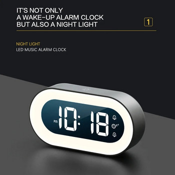 LED дигитален будилник Настолен часовник с подсветка Гласово управление Нощна лампа USB акумулаторна функция за дрямка Декор за спалня