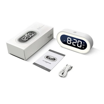Ψηφιακό Ξυπνητήρι LED Επιτραπέζιο ρολόι με οπίσθιο φωτισμό Φωνητικός έλεγχος Νυχτερινό φως USB Επαναφορτιζόμενη λειτουργία Snooze Διακόσμηση υπνοδωματίου