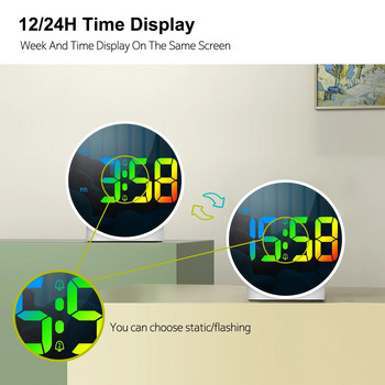 Deeyaple Πολύχρωμο ξυπνητήρι Επιτραπέζιο ρολόι Λειτουργία μνήμης 12 Ψηφιακά επιτραπέζια ρολόγια LED 24 ωρών Διπλό ξυπνητήρι Ρολόι κρεβατοκάμαρας για αναβολή