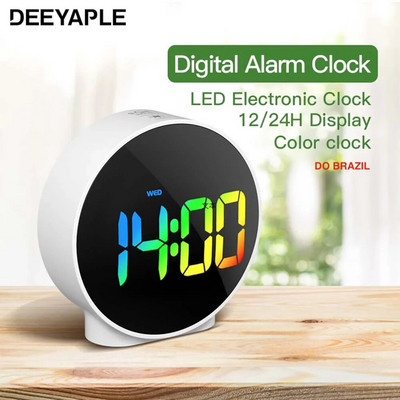 Deeyaple Цветен будилник Настолен часовник Функция за памет 12 24H LED цифрови настолни часовника Двойна аларма Snooze Спален Нощен часовник