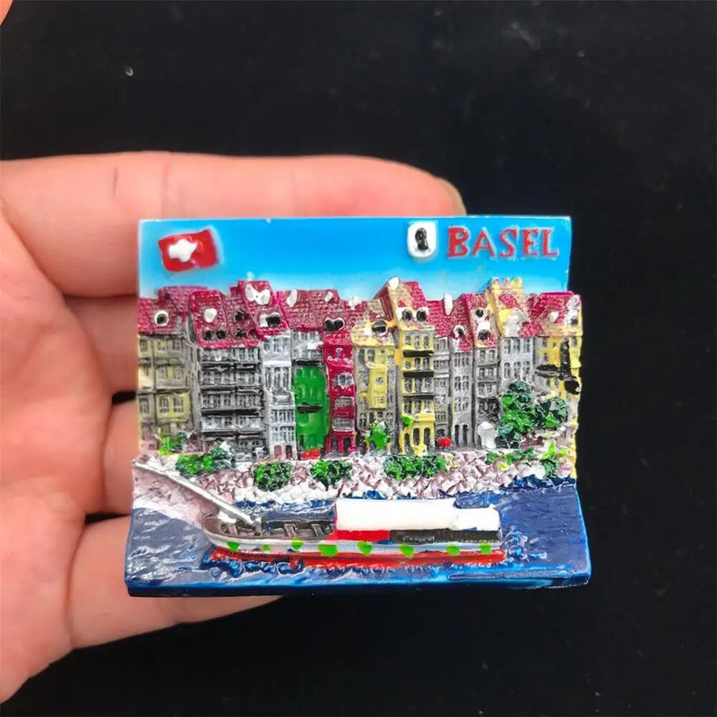 Ζωγραφισμένοι στο χέρι Μαγνήτες Ψυγείου Ελβετία Πύργος της Βασιλείας του Άιφελ Εκκλησία της Σοφίας Κάστρο Τουρισμός Αναμνηστικά Μαγνητικά αυτοκόλλητα ψυγείου