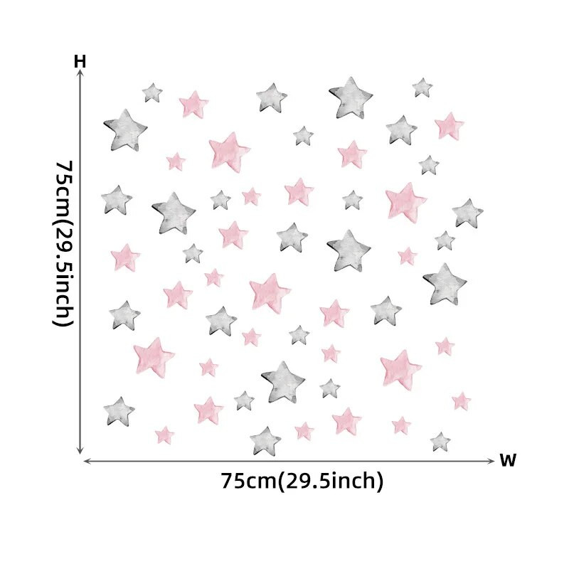 56 rankomis dažytos rožinės pilkos spalvos žvaigždės „pasidaryk pats“ sienų lipdukai, nuimami PVC lipdukai, skirti vaikų kambariui, mergaitėms, miegamojo darželio dekoravimui, dekoravimui