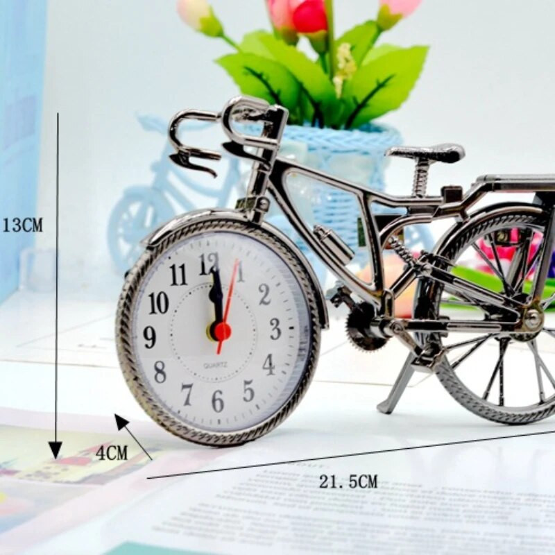 Väike äratuskell Retro-Euroopa stiilis jalgratta disain elutuba Stereo vaigistus Dekoratsioon elektrooniline digitaalkell Reloj De Pared