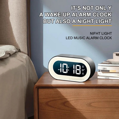 LED Digital Alarm Clock Table Clock Backlight Voice Control Night Light USB Rechargeable Snooze Function Bedroom Decor Clock