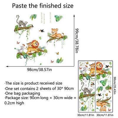 Animacinis filmas Džiunglės Gyvūnai Beždžionės Sienų lipdukai Vaikų Kambarys Berniukai Miegamasis Svetainė Sienos dekoras Vinilo zoologijos sodas Vaikų sienų lipdukai darželis