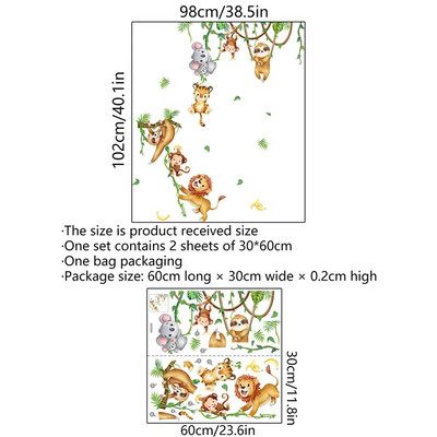 Animacinis filmas Džiunglės Gyvūnai Beždžionės Sienų lipdukai Vaikų Kambarys Berniukai Miegamasis Svetainė Sienos dekoras Vinilo zoologijos sodas Vaikų sienų lipdukai darželis