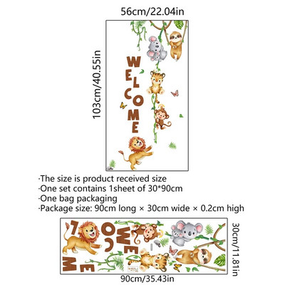 Animacinis filmas Džiunglės Gyvūnai Beždžionės Sienų lipdukai Vaikų Kambarys Berniukai Miegamasis Svetainė Sienos dekoras Vinilo zoologijos sodas Vaikų sienų lipdukai darželis
