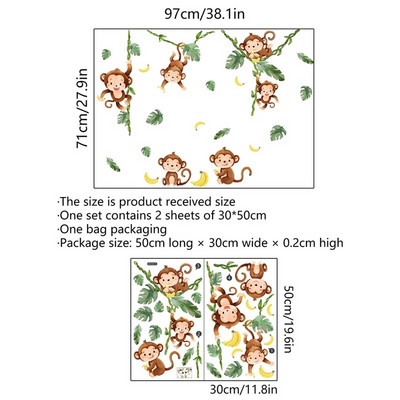 Animacinis filmas Džiunglės Gyvūnai Beždžionės Sienų lipdukai Vaikų Kambarys Berniukai Miegamasis Svetainė Sienos dekoras Vinilo zoologijos sodas Vaikų sienų lipdukai darželis
