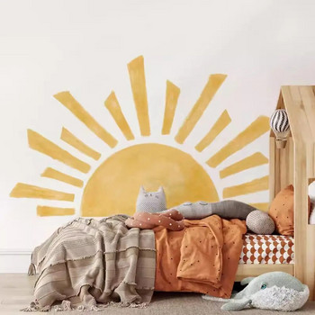 Ταπετσαρία Half Sun Αυτοκόλλητα Sunshine Vinyl Αυτοκόλλητα τοίχου Boho Nursery Αυτοκόλλητα Διακόσμηση σπιτιού για βρεφικό δωμάτιο