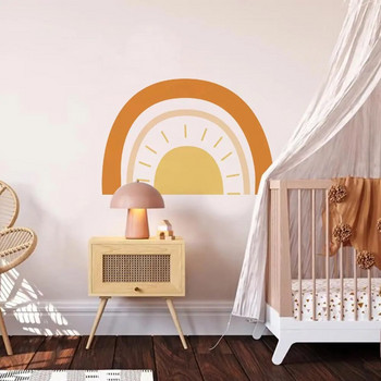 Ταπετσαρία Half Sun Αυτοκόλλητα Sunshine Vinyl Αυτοκόλλητα τοίχου Boho Nursery Αυτοκόλλητα Διακόσμηση σπιτιού για βρεφικό δωμάτιο