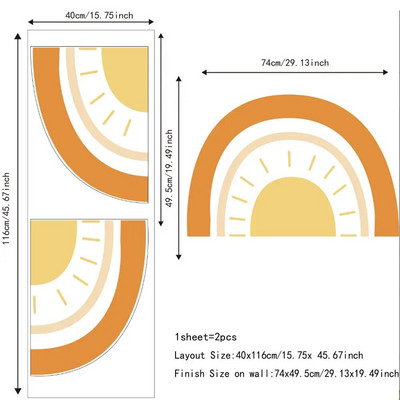 Pusė saulės tapetų lipdukas Sunshine viniliniai sienų lipdukai Boho vaikų darželio sienų lipdukai Lipdukai miegamojo namų dekoravimui