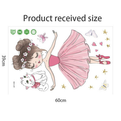 Crtani film Plesačica Kitty Butterfly Zidna naljepnica Djevojke od papira za izradu princeza Kućna zidna dekoracija Samoljepljiva naljepnica