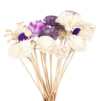 19Pcs Purple Simulation Flowers Ανταλλακτικά μπαστούνια διάχυσης καλαμιών DIY Χειροποίητα ντεκόρ οικιακού ράβδου Ανταλλακτικά ράβδων διάχυσης λαδιού Rattan