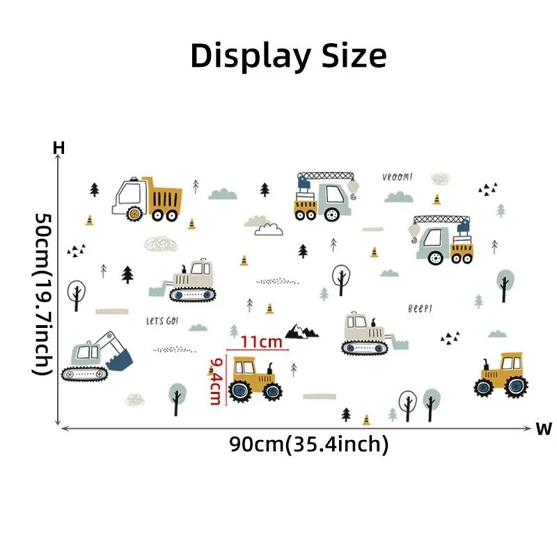 1 tk multikas ekskavaatorkraana kallurauto puu seinakleebised veekindla PVC lastetoa lasteaia kodukaunistamiseks