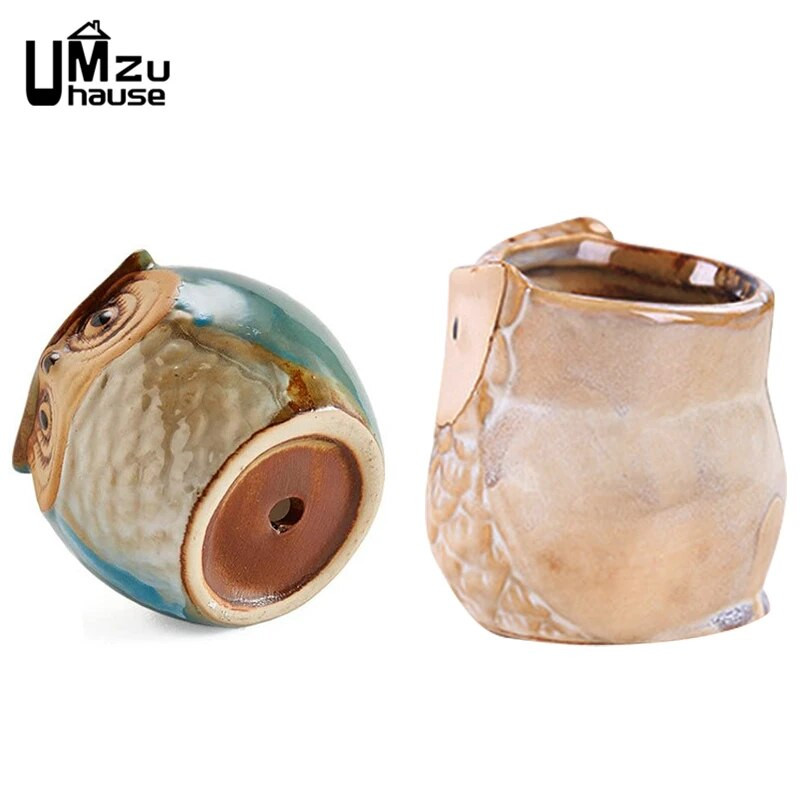 Mini sova Posuda za cvijeće Slatka ptica Keramička posuda za cvijeće Kućni vrt Uredski ukras Balkon Vaza Stol Sukulentne biljke kaktusi Sadilice