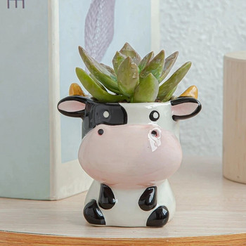 Nordic New Style κεραμική γλάστρα ζώων κινούμενα σχέδια Zebra Sheep Cow Head Μίνι γλάστρα παχύφυτα φυτά Bonsai Pots Διακόσμηση σπιτιού