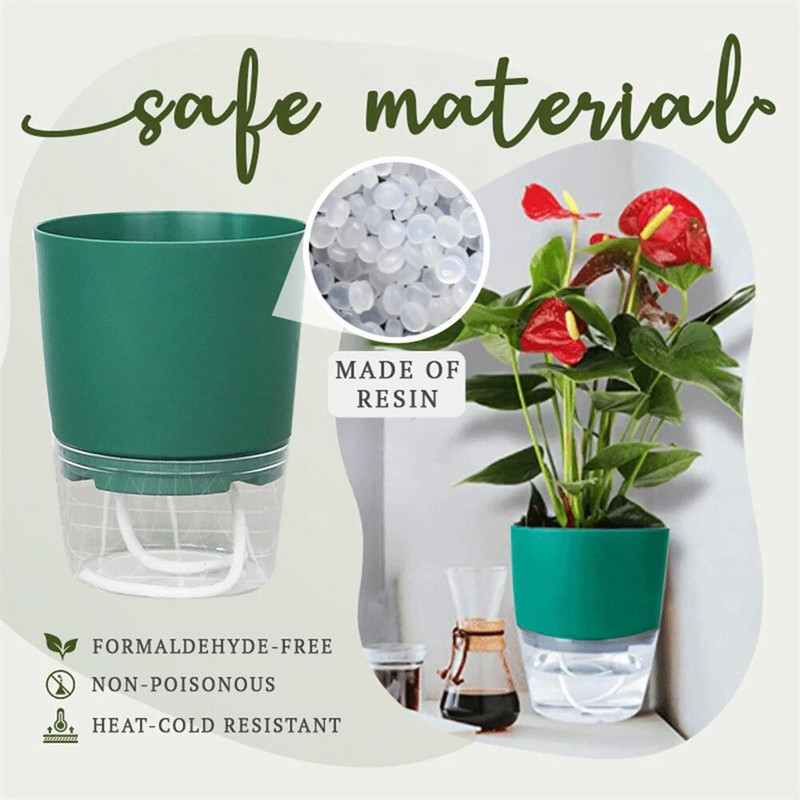 Lazy hüdropooniline lillepott Automaatne vett imav lillepott läbipaistev kahekihiline plastikvaigust isekastmise taimekontor